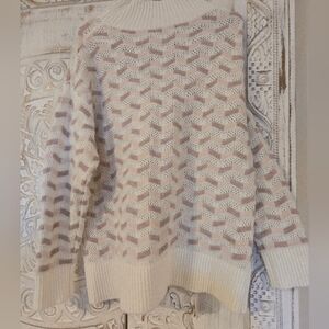 Womens Liz Claiborne Lg turtleneck Chevron Patterned Cream and Pink Sweater